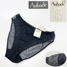 未使用品 /2/ Aubade NOIR ブラック ショーツ ブラジリアン タグ レディース フランス フェミニン 上品透け感 大人可愛い黒下着 オーバドゥ_画像1