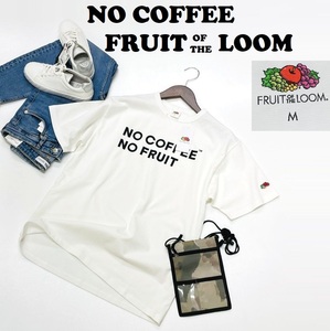 未使用品 /M/ NO COFFEE×FRUIT OF THE LOOM ホワイト 半袖Tシャツ ロゴ コラボ タグ メンズ レディース フルーツオブザルームノーコーヒー