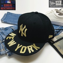 未使用品 NEW ERA ブラック キャップ メンズ レディース ニューヨーク アウトドア ストリート キャンプ カジュアルゴールド刺繍 ニューエラ_画像1