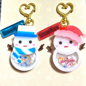 SnowMan レジンキーホルダー ハンドメイド 雪だるま