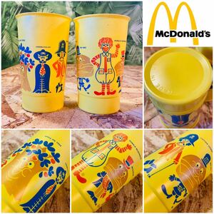 70' vintage McDonalds Plastic Cup×2◆ビンテージマクドナルドプラカップ◇ビッグマックポリスロナルドハンバーグラー◆happy meal◇当時