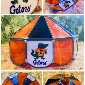 vintage Gators Florida University Tiffany like Stained Glass Desk Lamp Shade◇ビンテージフロリダゲーターズ当時◇NCAA◆◇◆USA古着の画像1