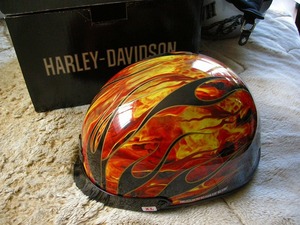 ハーレー純正　ヘルメット　ＸＬ　黒艶　赤炎フレアー　フレームス　アートカラー