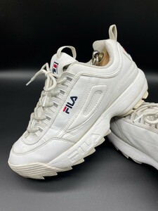 衝撃プライス！『最強スタメンの1足！』【FILA フィラ/ディスラプター 2】高級レザー厚底ダッドスニーカー！ホワイト/jp27cm！12.21