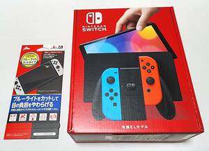 【新品未使用】Nintendo Switch 有機ELモデル Joy-Con (L) ネオンブルー / (R) ネオンレッド 任天堂 ニンテンドースイッチ 保護フィルム付