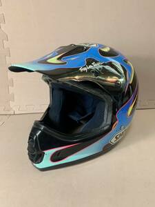 【1円から】SHOEI ショウエイ VFX TROYLEE オフロードヘルメット ブラック系 ブルーフレイム ビンテージ 現状品