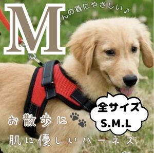 Mサイズ ハーネス 犬用品 レッド 赤 犬服 ペット服 胴輪 新品 未使用 簡単着脱 ペット用品 大人気 送料無料 即決