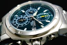 1円～ 1スタ セイコー 正規品海外モデル SEIKO 逆輸入 ダークグリーン 新品 1/20秒 高速クロノグラフ 腕時計 メンズ激レア入手困難 50m防水_画像1