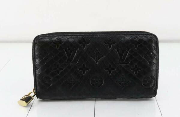 ★LOUIS VUITTON　ルイヴィトン【N80686/ICチップ】パイソンレザー　モノグラム　ジッピーウォレット　ブラック　長財布　