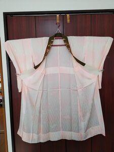 【未使用】長襦袢　正絹　しつけ糸　ピンク　一枚仕立て