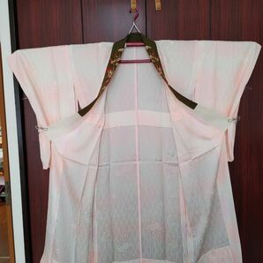 【未使用】長襦袢　正絹　しつけ糸　ピンク　一枚仕立て