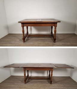 フランス アンティーク 折りたたみオーク木製 テーブル 引き出し付き 木の風合いのいいテーブル　珍しいテーブル　豪華なテーブル