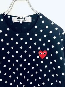 PLAY COMME des GARCONS　プレイコムデギャルソン　ドットTシャツ　ネイビー　水玉　L CDG 長袖 カットソー