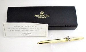 16 38-584968-21 [Y] ミキモト MIKIMOTO ボールペン ベビーパール ゴールド系 箱付属 筆記具 福38