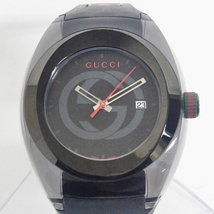 10 06-585246-26 [Y] 【本体のみ】GUCCI グッチ シンク 137.1 デイト クォーツ 腕時計 インターロッキング 名06