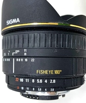 17 41-583000-28 [Y] (10) SIGMA シグマ 15mm 1:2.8 D EX FISHEYE 180° ニコンマウント 単焦点 魚眼レンズ 一眼カメラ用 レンズ 鹿41_画像5