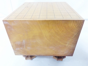 10 28-585183-26 [Y] 将棋台 天柾 脚付き将棋盤 へそ有り 厚み約21.6cm ボードゲーム 骨董 名28