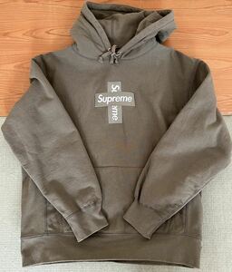 中古 M Supreme Cross Box Logo Hooded Sweatshirt オリーブ シュプリーム tee ボックスロゴ　crewneck 20 FW aw Light Olive ライト 23 22