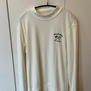 【超美品】ビームスゴルフ 長袖ハイネックシャツ 白 表微起毛 アクリル混 メンズ M ゴルフウェア BEAMS GOLF