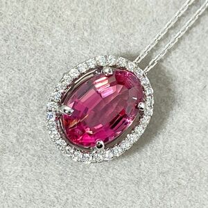 【14-54】ルベライト　ダイヤモンド　ネックレス　2.21ct　D0.15ct