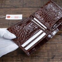 【実物】新品 無双 クロコダイル 一枚革 メンズ 財布 二つ折り 折り財布 未使用 送料無料 1円 ワニ 鰐 レザー 茶 ブラウン 田中革具_画像7