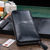 【実物】新品 銀スリ メンズ スティングレイ 長財布 送料無料 ガルーシャ スティングレー 本革 エイ 1円 ラウンドファスナー 田中革具_画像4