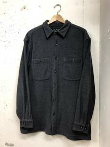 90s eddie bauer エディーバウアー　フリースシャツ　ジャケット　グレー　M ダブルポケット　ボックスシルエット　ビンテージ　アウトドア