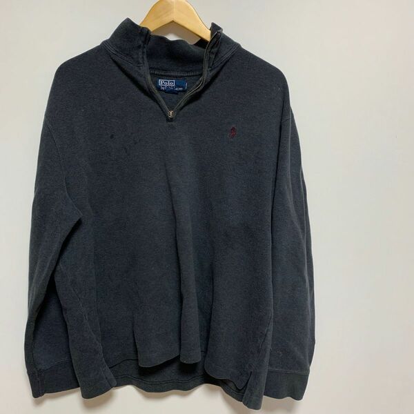 POLO RALPH LAUREN ラルフローレン ハーフジップ ブラック 古着 Lサイズ