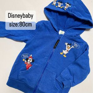 Disneybaby ディズニーベビー　パーカー　プリント　ミッキーマウス　ドナルド　青　ブルー　80cm