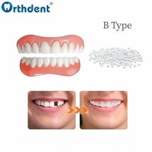 海外製 プラスチック義歯 上下セット 歯のカバー インスタントスマイル 仮歯 差し歯 入れ歯 付け歯　義歯 ワンタッチ装置 粘着ビーズ付 T_画像4