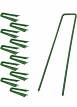 U字型 人工芝 固定ピン(100本 グリーン) 防草シート マット 園芸用シート スチール素材 取り付け簡単　4_画像1