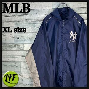 MLA 刺繍チームロゴ ヤンキース ナイロンジャケット ネイビー XL