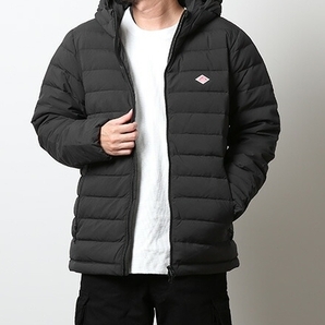 美品 希少サイズ44 DANTON ダントン MIDDLE DOWN HOODED JACKET 黒 ダウン ジャケット フード ミドルの画像1