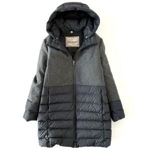 yan my en2way down coat with a hood unusual material Mix wool gray series size 40 JAN MAYENm-re-MOORER lady's 