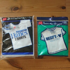 ★レア品 4枚セット 青ラベル BEEFY-T Hanes 半袖 Tシャツ XL ホワイト系 ヘインズ 白 無地 大きいサイズ ビーフィー まとめ売り 未使用★