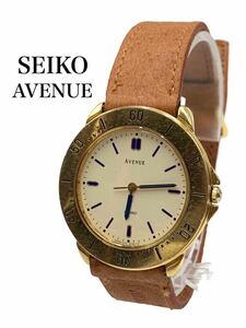 ◆美品◆超高級◆SEIKO◆セイコー◆ブランド◆ゴールド◆腕時計◆小物◆AVENUE◆レザー◆5P31-6D40◆60G◆メンズ◆レディース◆YP042