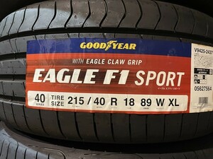 保管袋付【送料無料】未使用夏タイヤ ４本セット 215/40R18 89W XL(SGY123)GOODYEAR EAGLE F1 SPORT 215/40/18 2020年～2021年