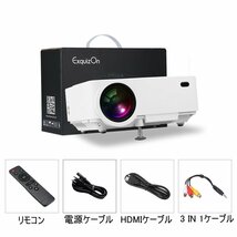 【ジャンク品】ExquizOn T5 ミニプロジェクター LED 1800ルーメン 1080PHD 携帯と有線ミラーリング HDMIケーブル付属 日本語取扱説明書付け_画像2