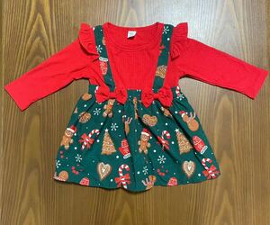  baby clothes girl Christmas One-piece dress Gin ja- bread man pattern rompers 