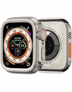 amBand 3 in 1 メタルケース Apple Watch Series 9/8/7 45mmに対応アップグレード ウルトラの見た目 W1 保護カバー 裏蓋付きチタンカラー