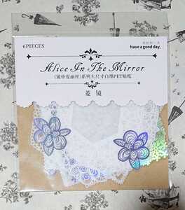 【Alice In The Mirror-菱鏡-】大きめホログラムPETステッカー 6種/新品/コラージュ,ジャンクジャーナル,撮影用小物/シール,レース