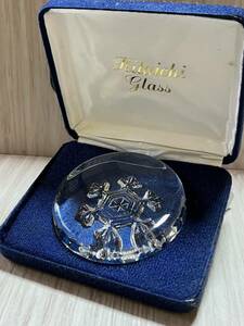 【未使用品】KITAICHI GLASS 北一硝子 手作り硝子の栞 手造り硝子 専用ケース入り ガラスの栞 置物 置き物 インテリア 雪の結晶