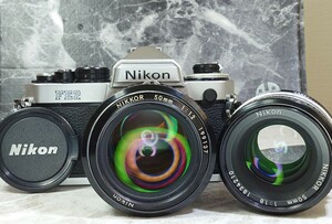 【終活整理】NIKON FE2＋Ai NIKKOR 50mm f1.2 大口径シンデレラ単焦点＋50mm f1.8 単焦点2本セット 各動作良好 露出計OK 外観光学良好