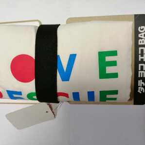 ピザ寿司ホールケーキも持ち運べるエコバッグ「タテヨコエコBAG 白 LOVE RESCUE THE WORLD 定価2728円 マルチカラー」コンパクト折り畳めるの画像6