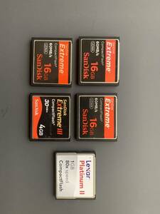 コンパクトフラッシュ　カード　16g×3枚、4g×1枚、1g×1枚　セットSanDisk メモリーカード