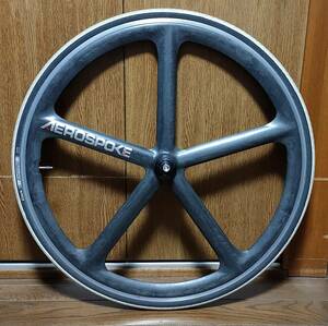 AEROSPOKE エアロスポーク 5バトンホイール 700c リア クリンチャー 無塗装（ナチュラル） 良品中古 ピスト トラック 競輪 後輪