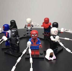 即納　スパイダーマン マーベル　アベンジャーズ　ミニフィグ 8体セットLEGO 互換 ミニフィギュア レゴ互換　L m129