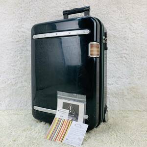 【美品】Paul Smith ポールスミス ACE エース 35L 機内持ち込み可能サイズ ハード スーツ ケース キャリー バッグ マルチストライプ 深緑