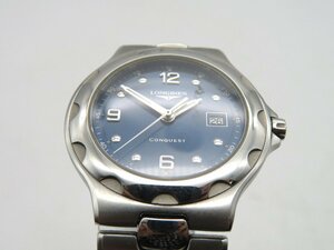 1円□ジャンク□　ロンジン　　コンクエスト　ネイビー　クオーツ　ユニセックス　腕時計　　G52003
