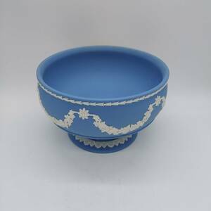 ◆ WEDGWOOD ウェッジウッド ジャスパー ペールブルー コンポート 脚付ラウンドボウル